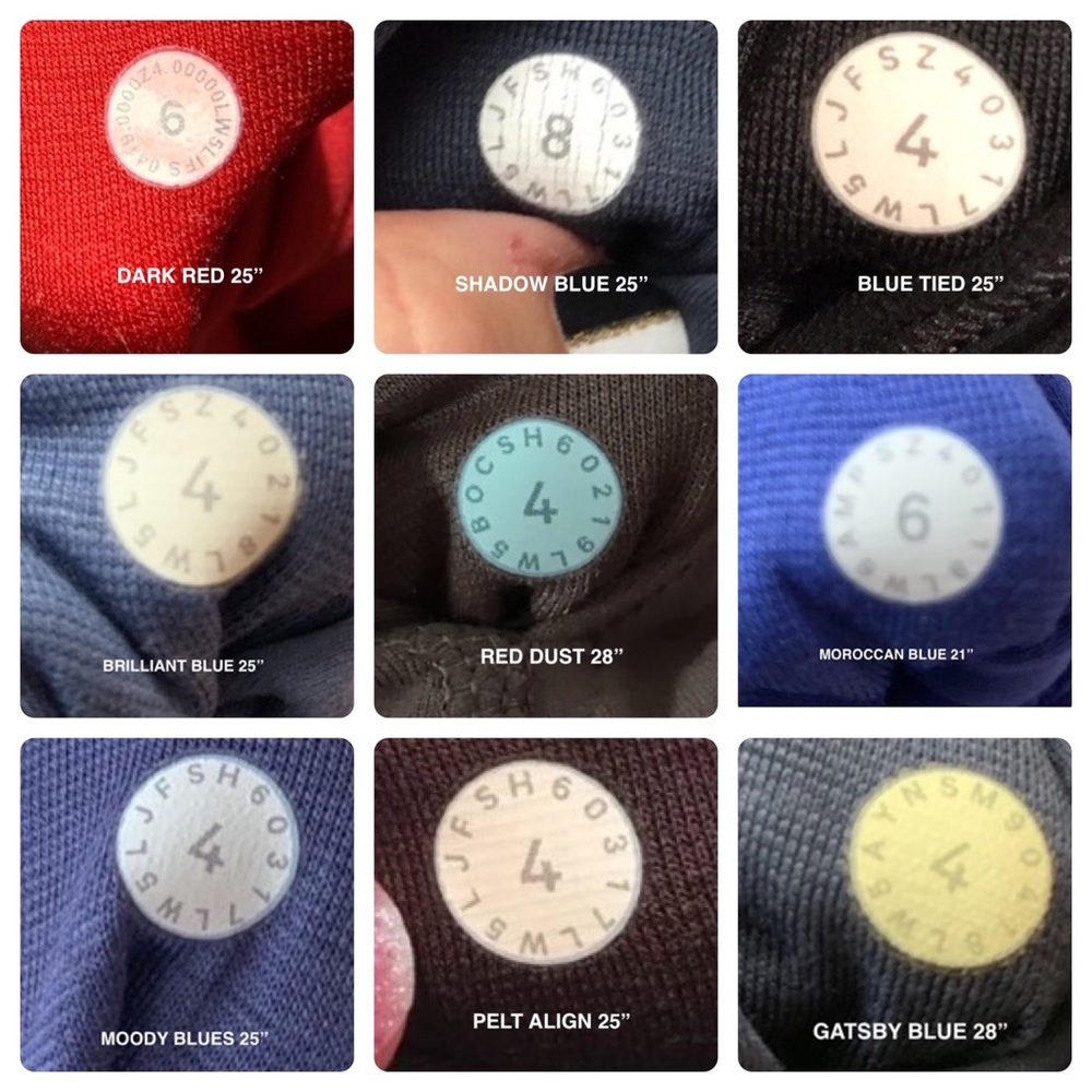 **UPDATED** Lululemon ALIGN Size Dot Color Codes!